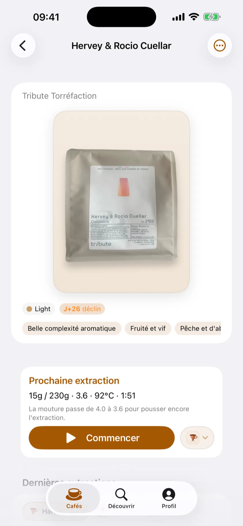 Fiche d’un paquet dans Cupsight : l’étiquette scannée devenue torréfacteur, origine et fraîcheur